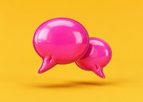 Two glossy pink speech bubbles