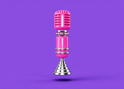 A pink retro microphone